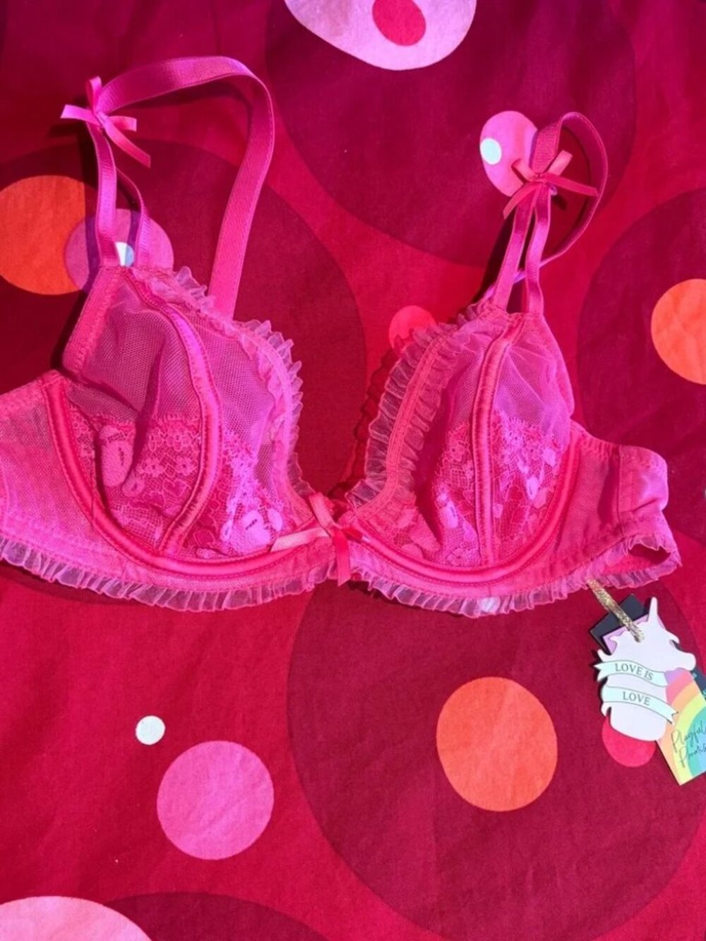 Playful Promises Lace & Frill Bra - 36DDD - NWT